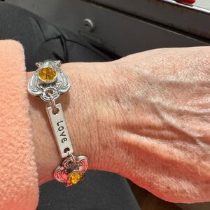Silver and Gold Love Bracelet made from vintage silverware handmade jewelry